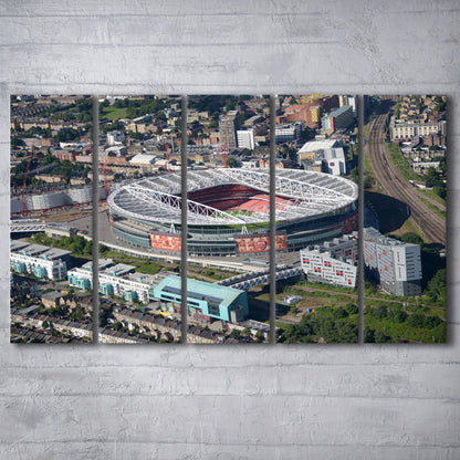 Emirates Stadium Aerial View, Stadium Canvas, Sport Art, 5 Panel B, Extra Large Canvas, Canvas Print Wall Art