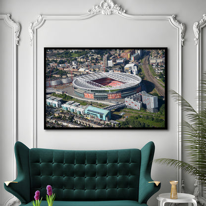 Emirates Stadium Aerial View, Stadium Canvas, Sport Art, Gift for him, Framed Art Print Wall Decor, Picture Framed