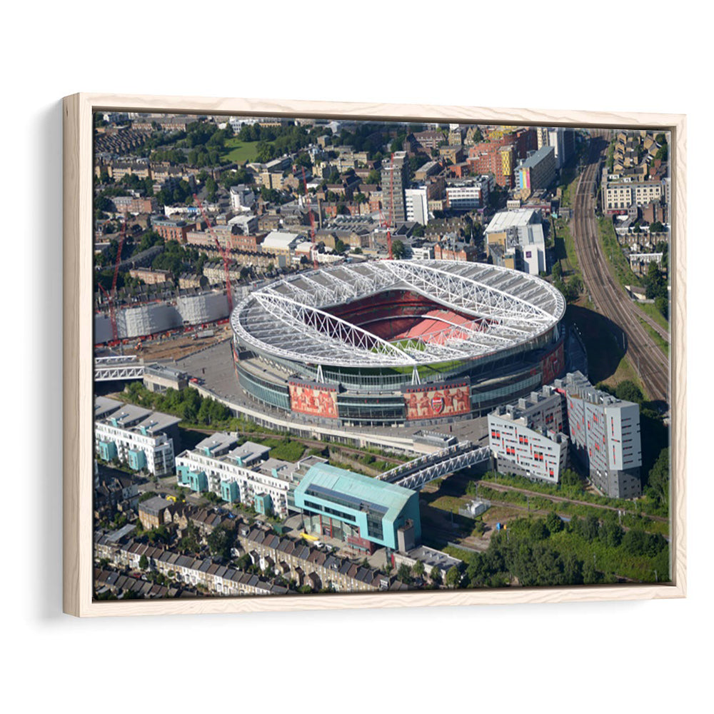 Emirates Stadium Aerial View, Stadium Canvas, Sport Art, Framed Canvas Print Wall Art, Floating Frame