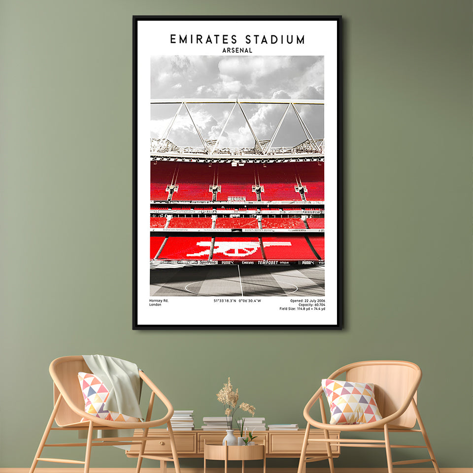 Emirates Stadium Arsenal Art Print, Football Wall Artemirates Stadium Art Print, Framed Canvas Prints Wall Art