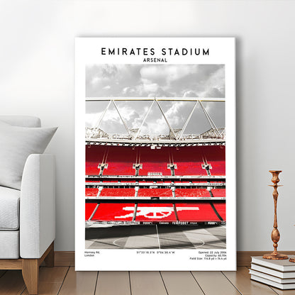Emirates Stadium Arsenal Art Print, Football Wall Artemirates Stadium Art Print, Canvas Prints Wall Art, Man Cave Decor