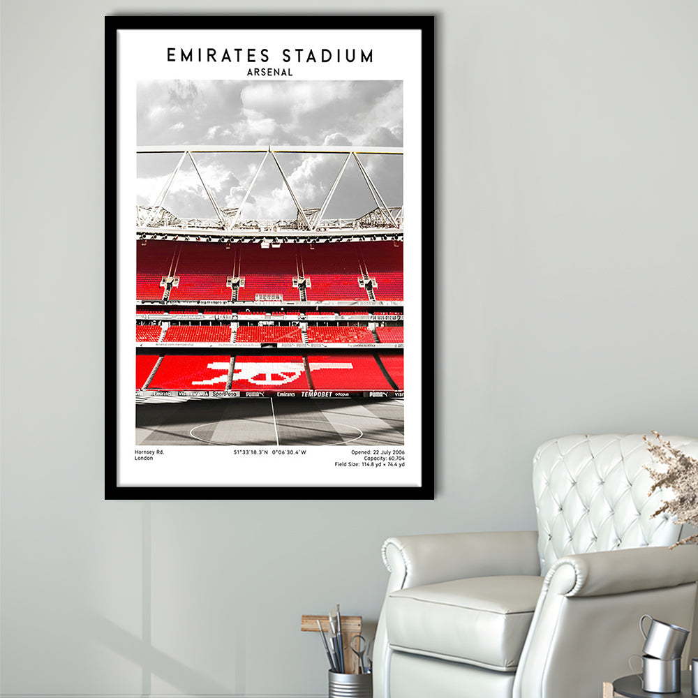 Emirates Stadium Arsenal Art Print, Football Wall Artemirates Stadium Art Print, Framed Art Prints Wall Decor