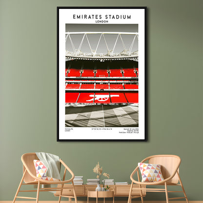 Emirates Stadium Art Print, Arsenal Home Ground, Football Fan Gift, Framed Canvas Prints Wall Art