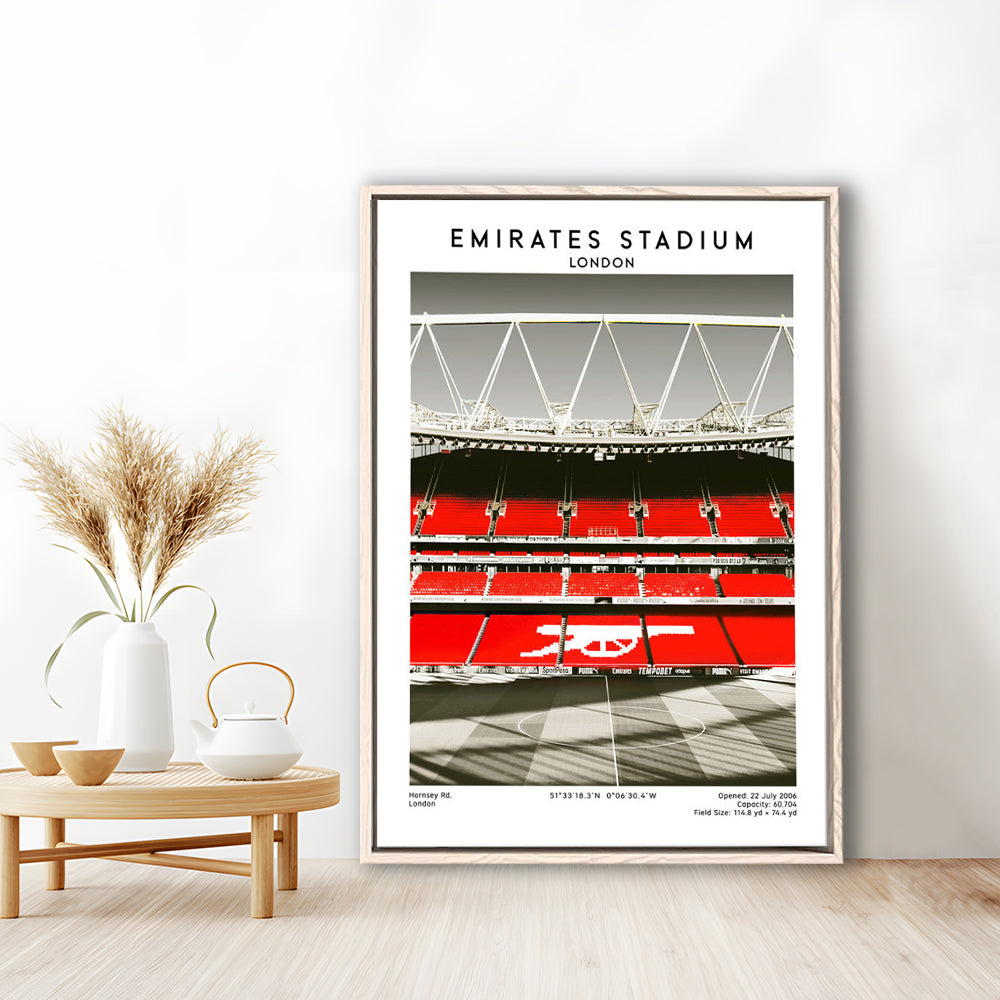 Emirates Stadium Art Print, Arsenal Home Ground, Football Fan Gift, Framed Canvas Prints Wall Art