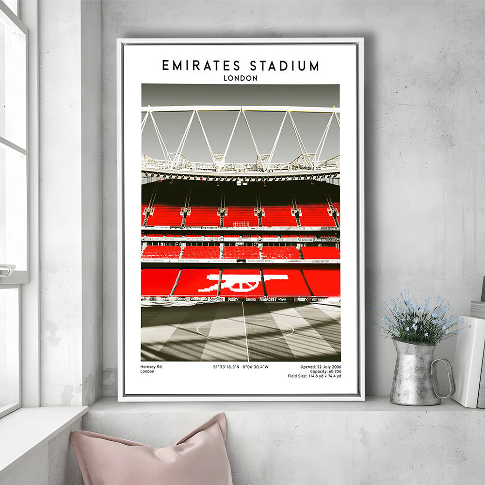 Emirates Stadium Art Print, Arsenal Home Ground, Football Fan Gift, Framed Canvas Prints Wall Art