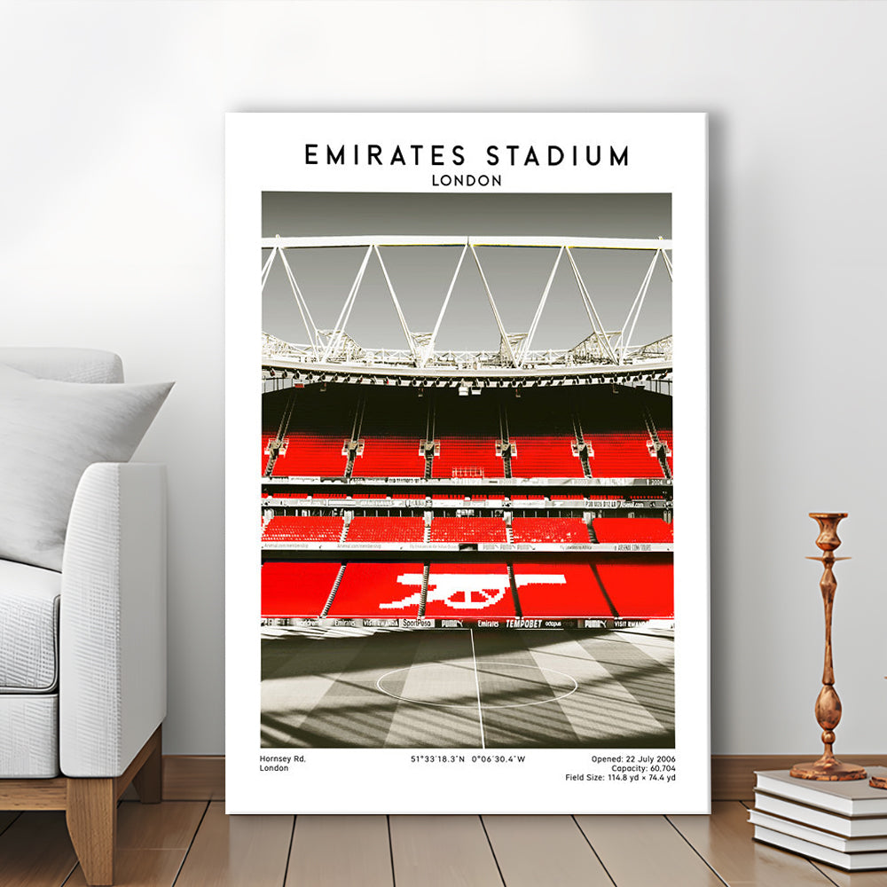 Emirates Stadium Art Print, Arsenal Home Ground, Football Fan Gift, Canvas Prints Wall Art, Man Cave Decor