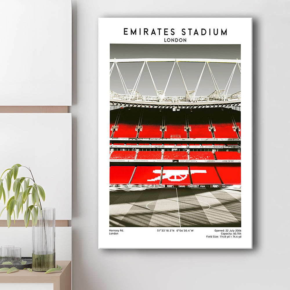 Emirates Stadium Art Print, Arsenal Home Ground, Football Fan Gift, Canvas Prints Wall Art, Man Cave Decor