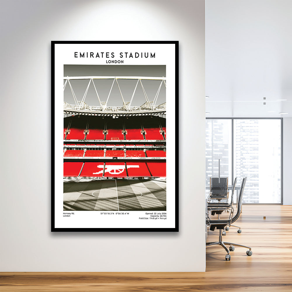 Emirates Stadium Art Print, Arsenal Home Ground, Football Fan Gift, Framed Art Prints Wall Decor