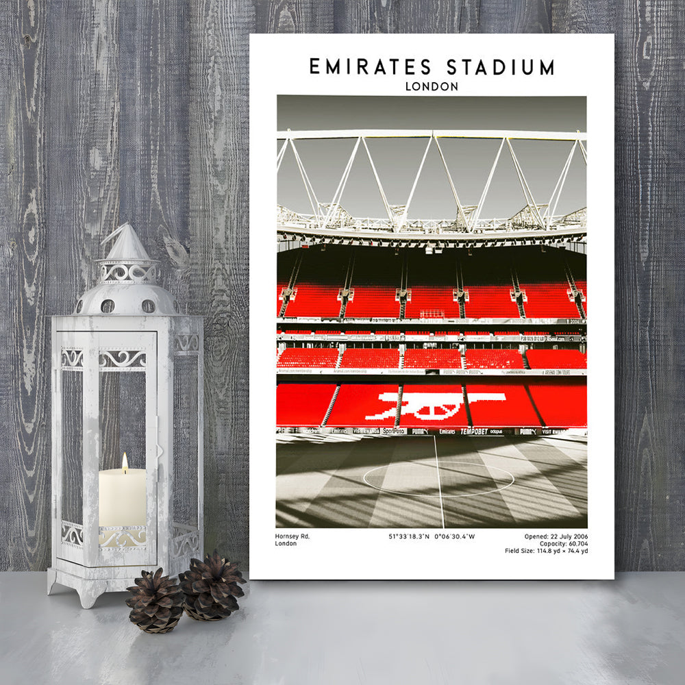 Emirates Stadium Art Print, Arsenal Home Ground, Football Fan Gift, Canvas Prints Wall Art, Man Cave Decor