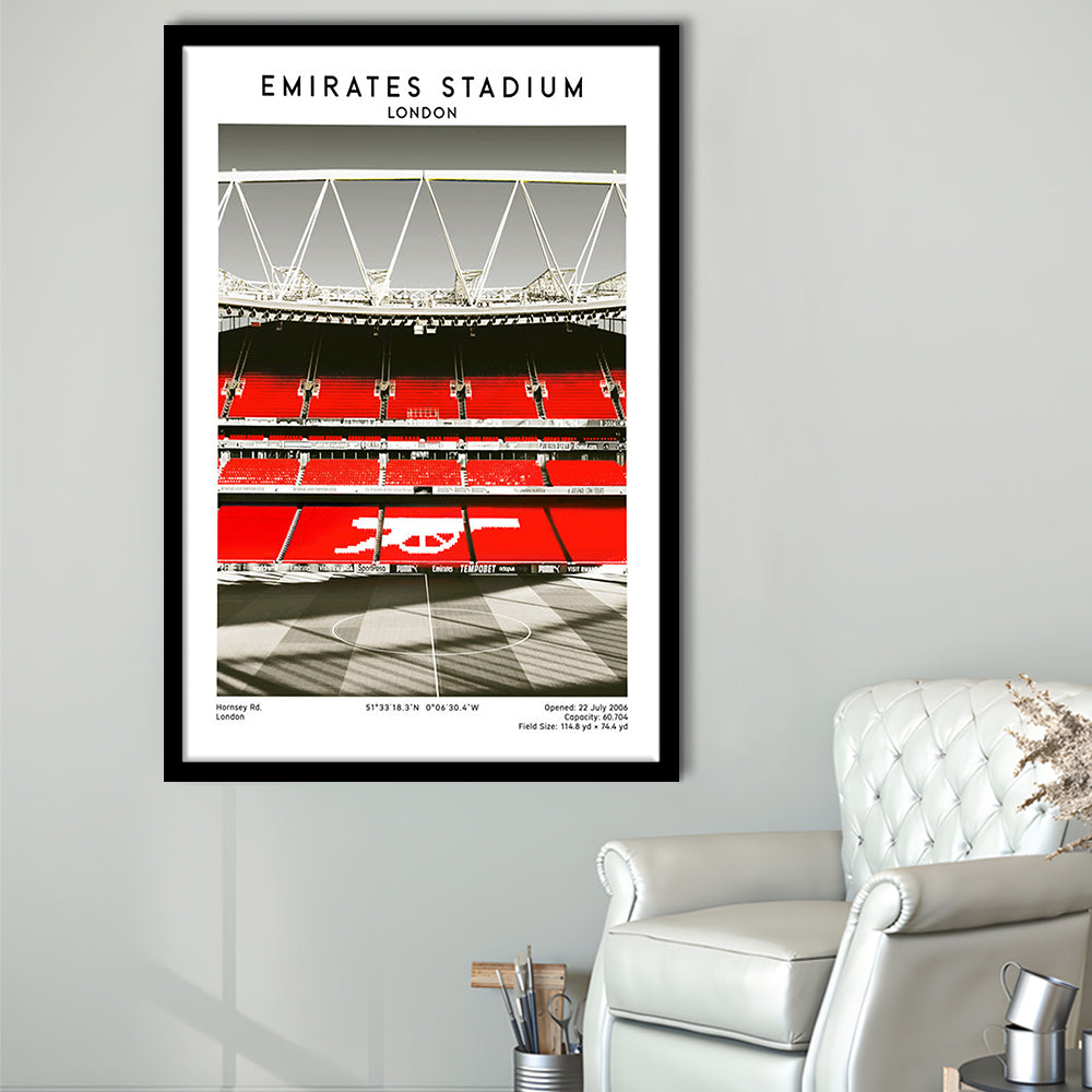 Emirates Stadium Art Print, Arsenal Home Ground, Football Fan Gift, Framed Art Prints Wall Decor