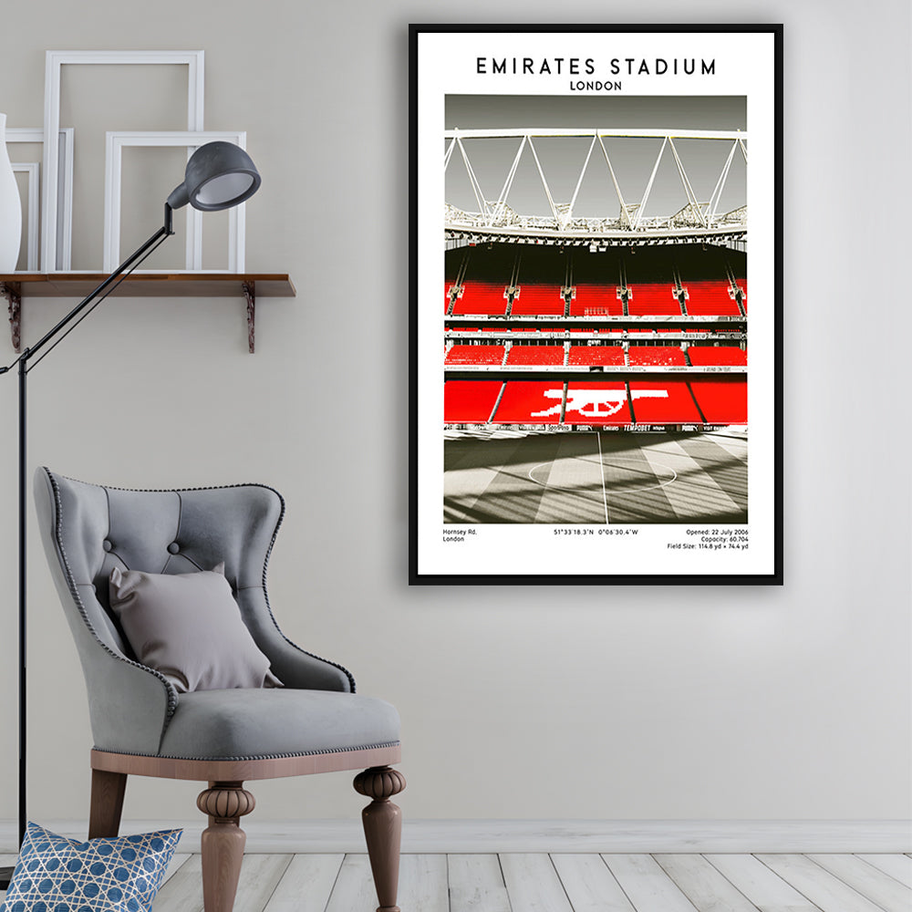 Emirates Stadium Art Print, Arsenal Home Ground, Football Fan Gift, Framed Canvas Prints Wall Art