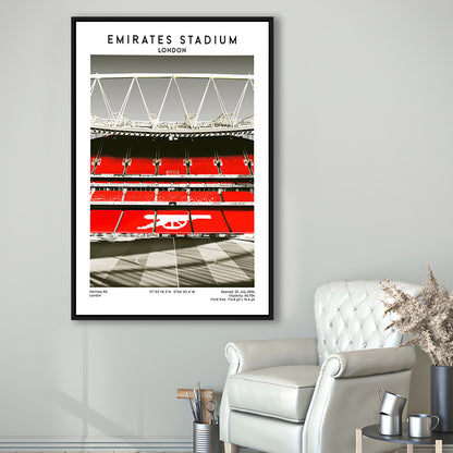 Emirates Stadium Art Print, Arsenal Home Ground, Football Fan Gift, Framed Canvas Prints Wall Art