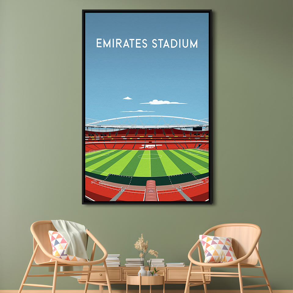 Emirates Stadium Art Print, Arsenal Home Ground Print, England Football Wall, Framed Canvas Prints Wall Art
