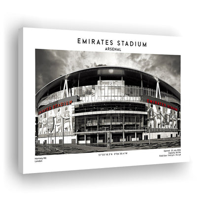 Emirates Stadium Black And White,Home Ground Print,England Football Wall Art, Canvas Print Wall Art, Man Cave Gift