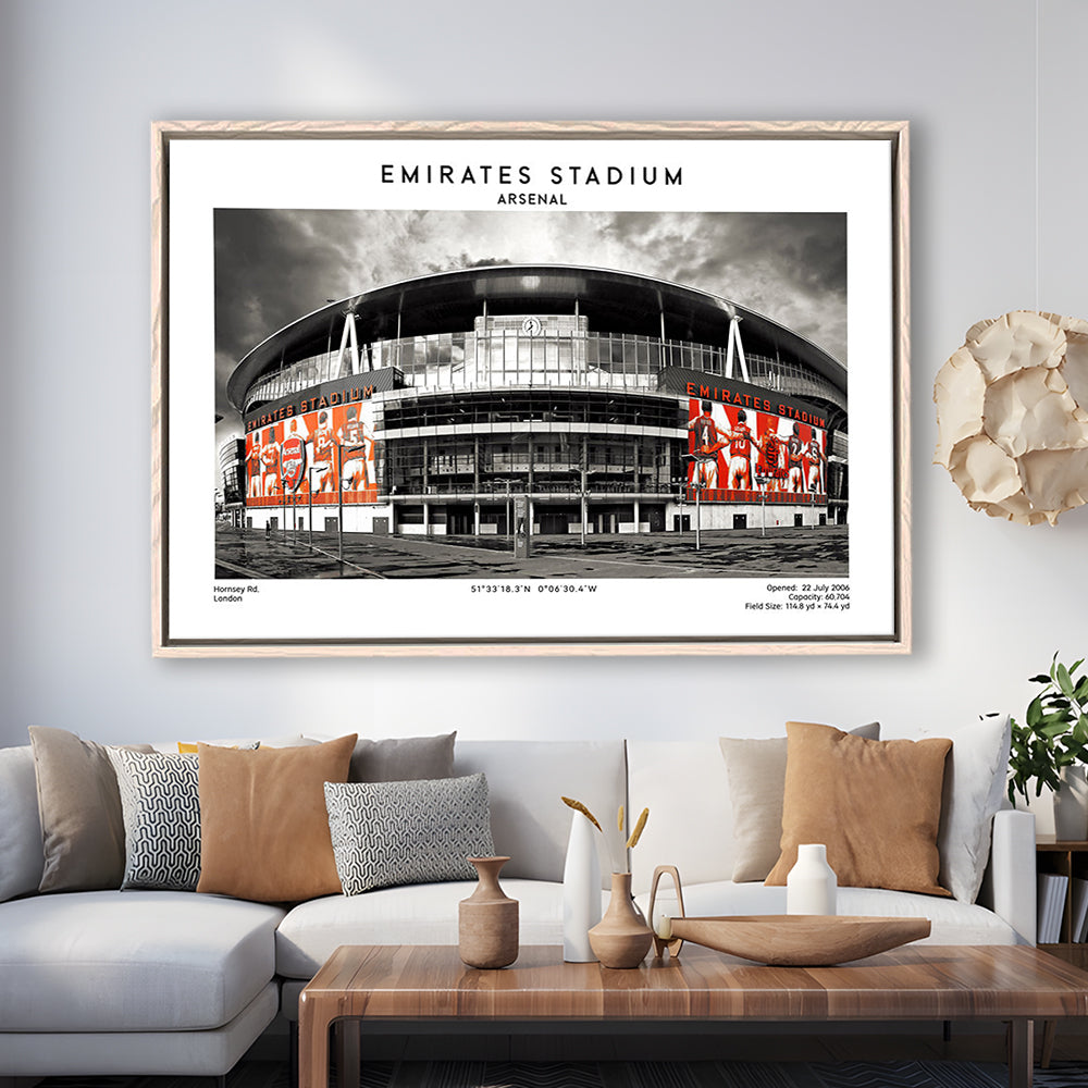 Emirates Stadium Print,Arsenal Home Ground Print,England Football Wall Art, Framed Canvas Print Wall Art