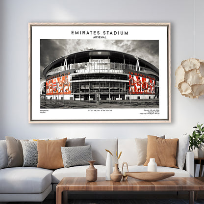 Emirates Stadium Print,Arsenal Home Ground Print,England Football Wall Art, Framed Canvas Print Wall Art