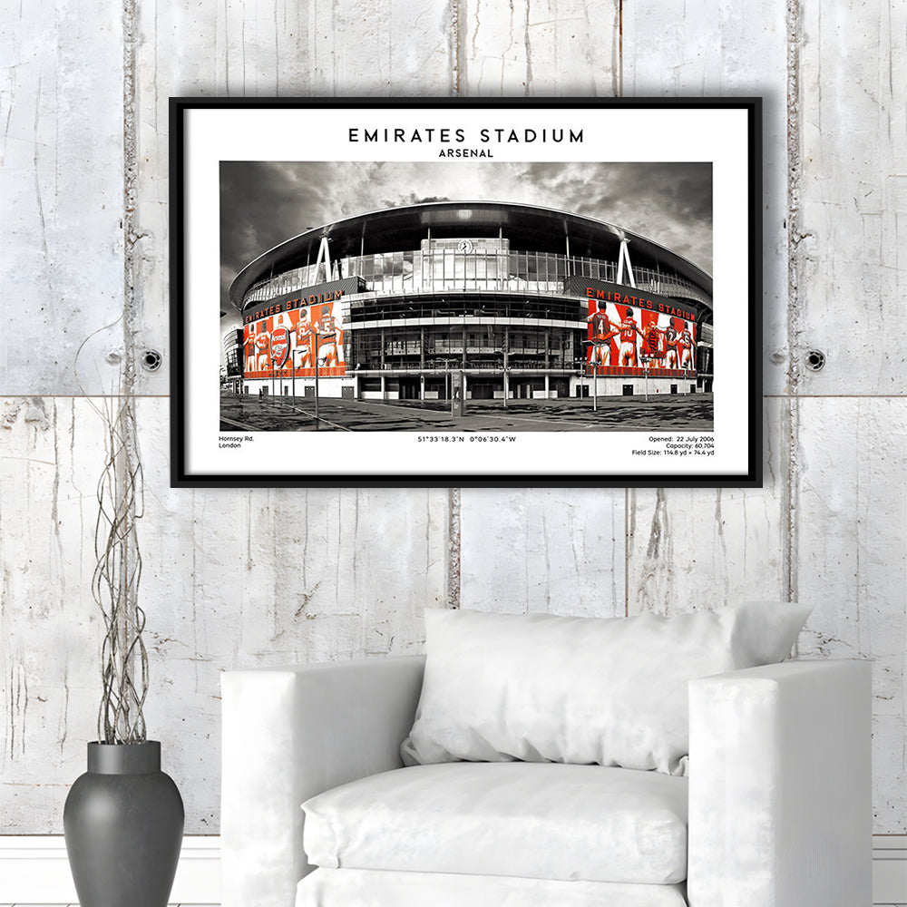 Emirates Stadium Print,Arsenal Home Ground Print,England Football Wall Art, Framed Canvas Print Wall Art
