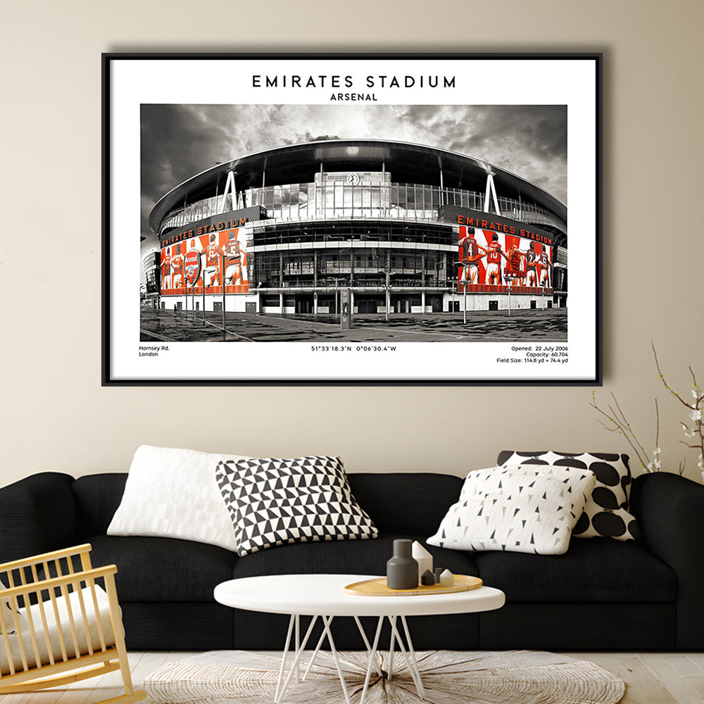 Emirates Stadium Print,Arsenal Home Ground Print,England Football Wall Art, Framed Canvas Print Wall Art