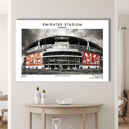 Emirates Stadium Print,Arsenal Home Ground Print,England Football Wall Art, Canvas Print Wall Art, Man Cave Gift