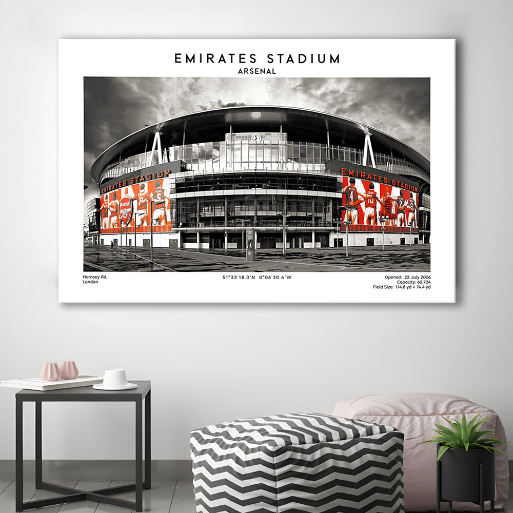 Emirates Stadium Print,Arsenal Home Ground Print,England Football Wall Art, Canvas Print Wall Art, Man Cave Gift