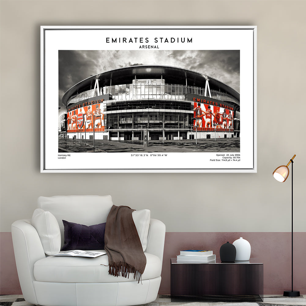 Emirates Stadium Print,Arsenal Home Ground Print,England Football Wall Art, Framed Canvas Print Wall Art
