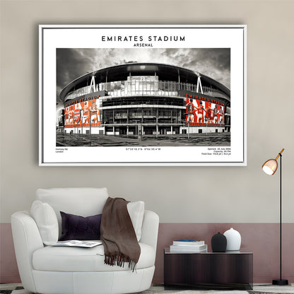 Emirates Stadium Print,Arsenal Home Ground Print,England Football Wall Art, Framed Canvas Print Wall Art