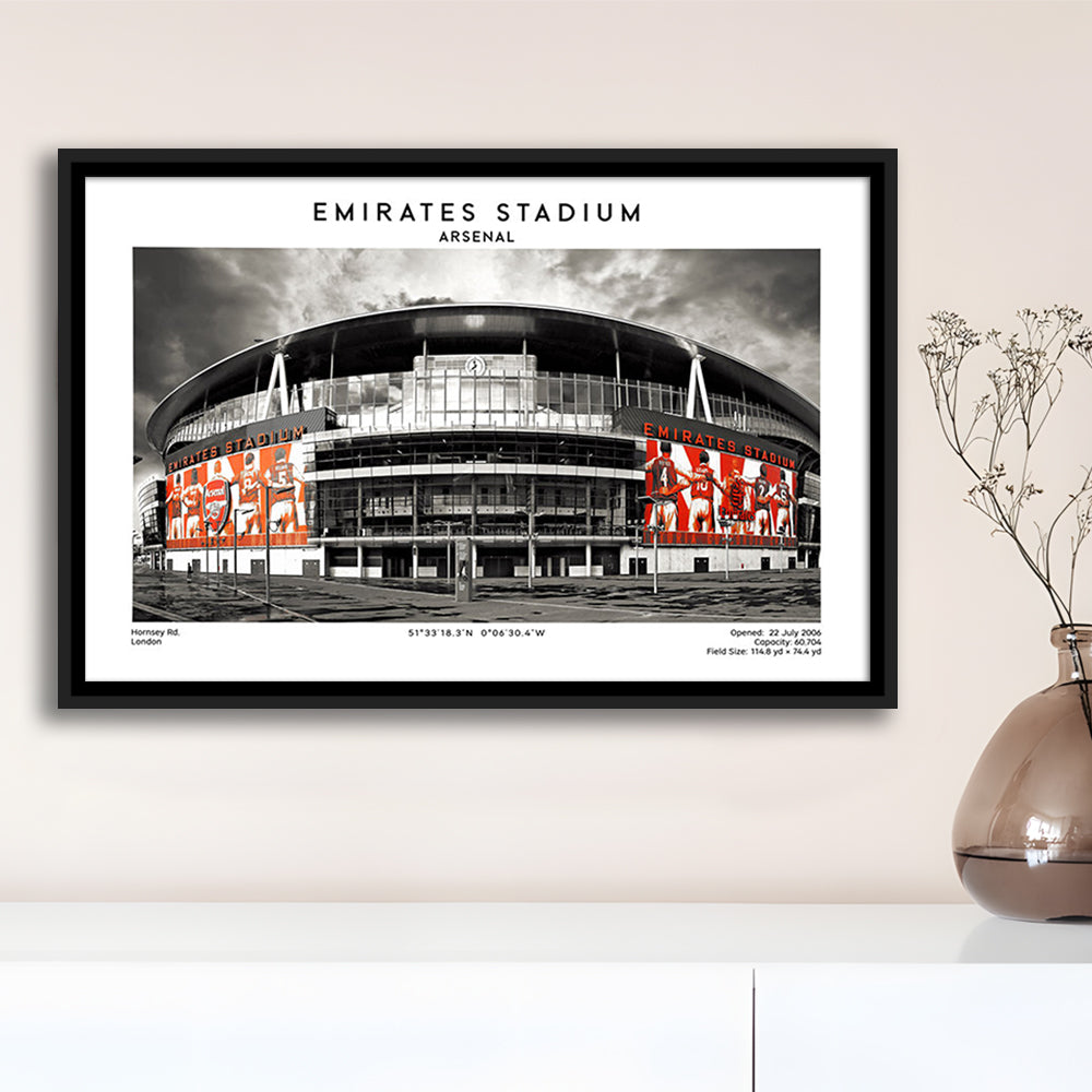 Emirates Stadium Print,Arsenal Home Ground Print,England Football Wall Art, Framed Canvas Print Wall Art