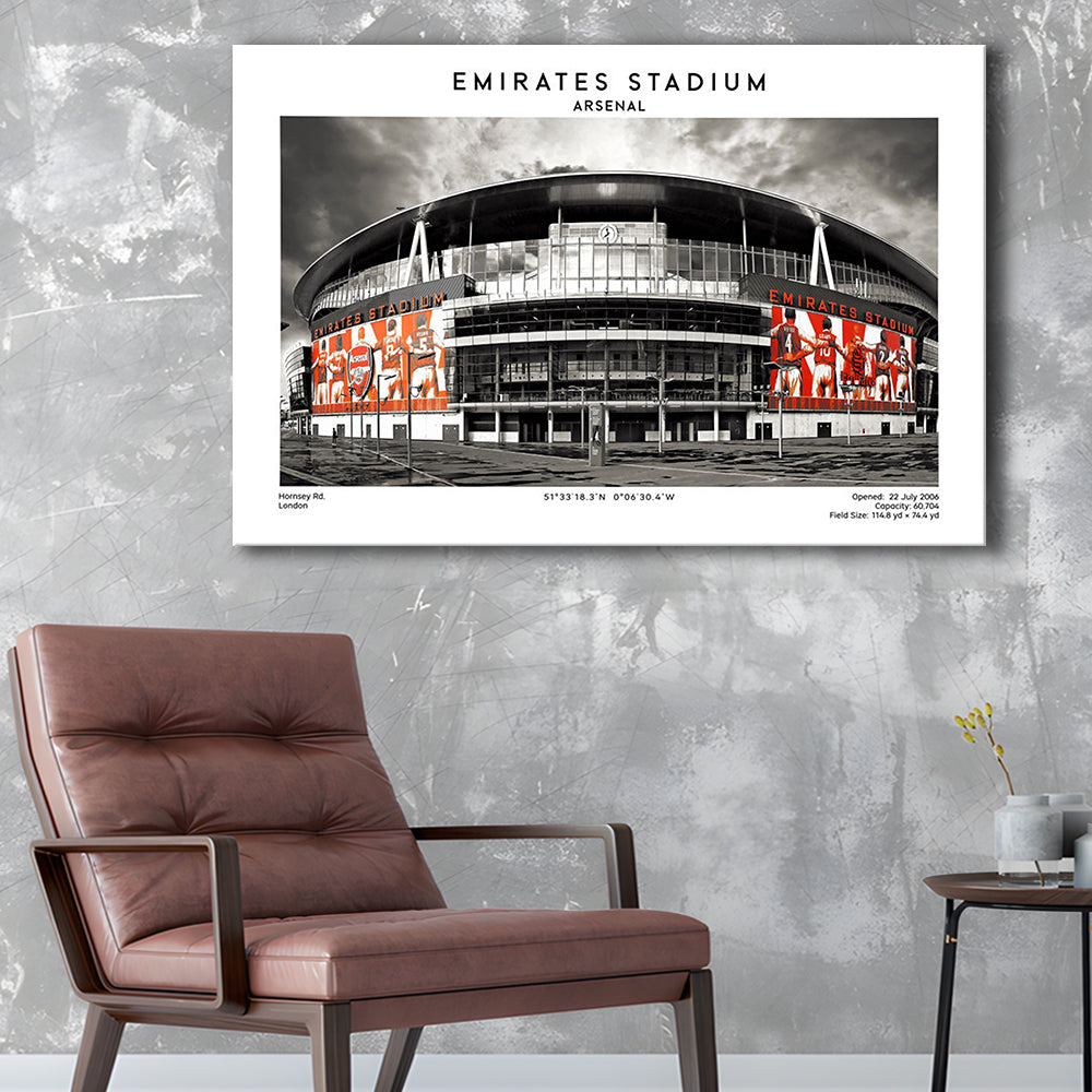 Emirates Stadium Print,Arsenal Home Ground Print,England Football Wall Art, Canvas Print Wall Art, Man Cave Gift