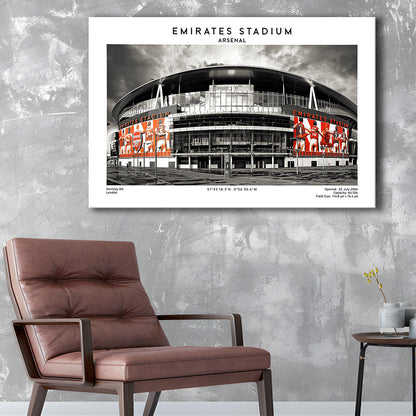 Emirates Stadium Print,Arsenal Home Ground Print,England Football Wall Art, Canvas Print Wall Art, Man Cave Gift
