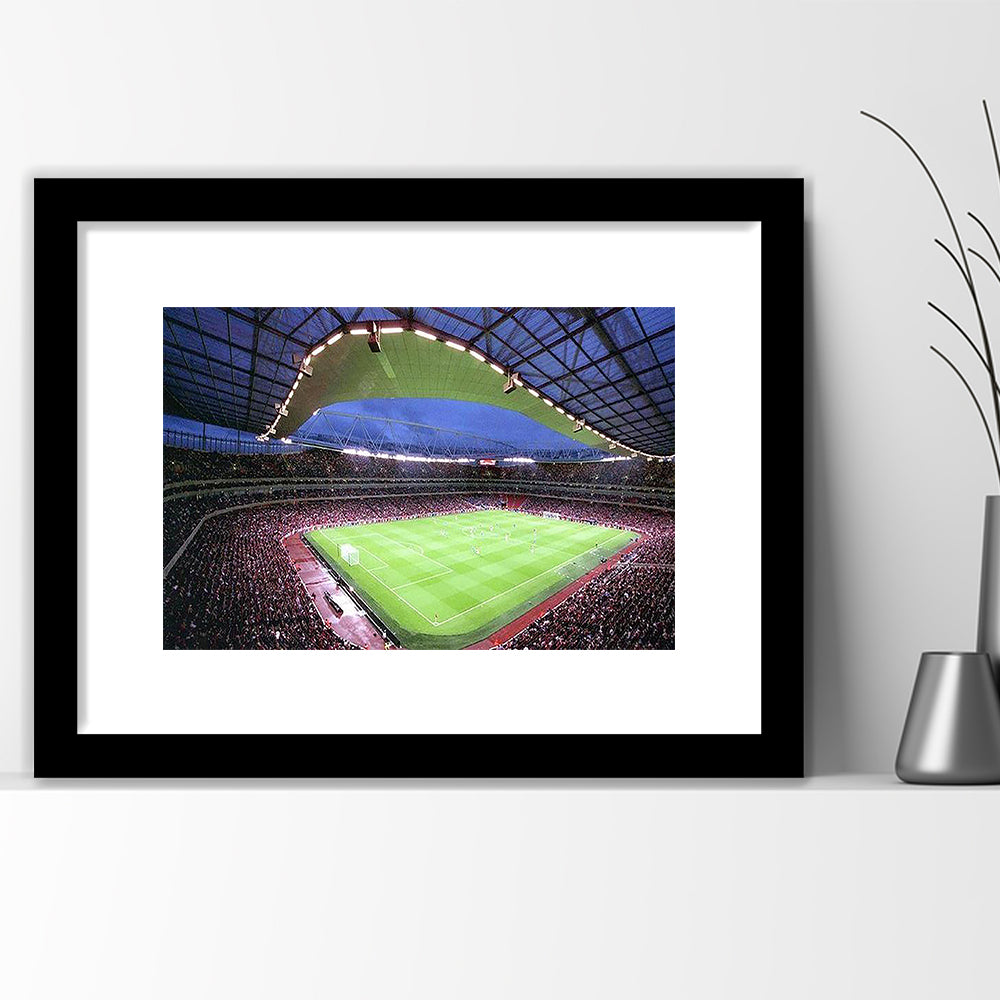 Emirates Stadium, Stadium Canvas, Sport Art, Gift for him, White Border Framed Art Print Wall Decor