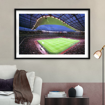 Emirates Stadium, Stadium Canvas, Sport Art, Gift for him, White Border Framed Art Print Wall Decor