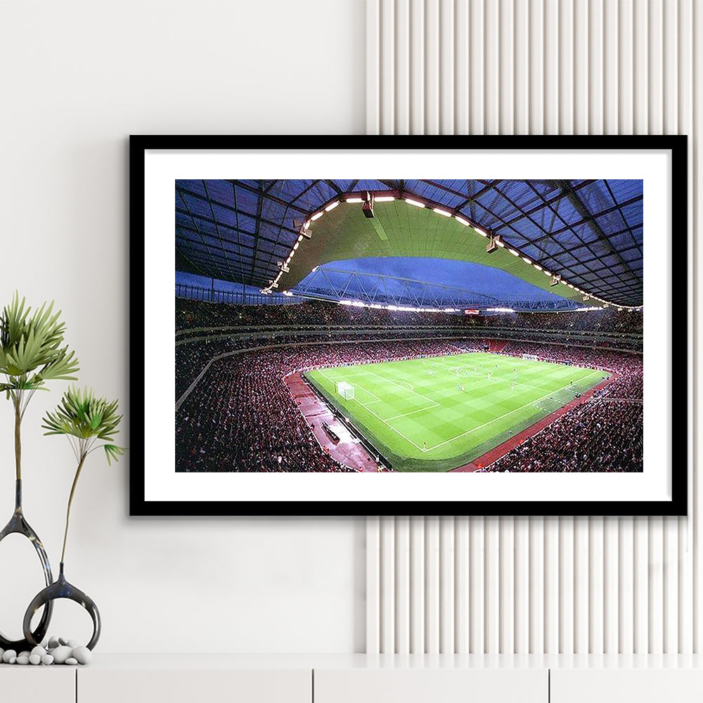 Emirates Stadium, Stadium Canvas, Sport Art, Gift for him, White Border Framed Art Print Wall Decor