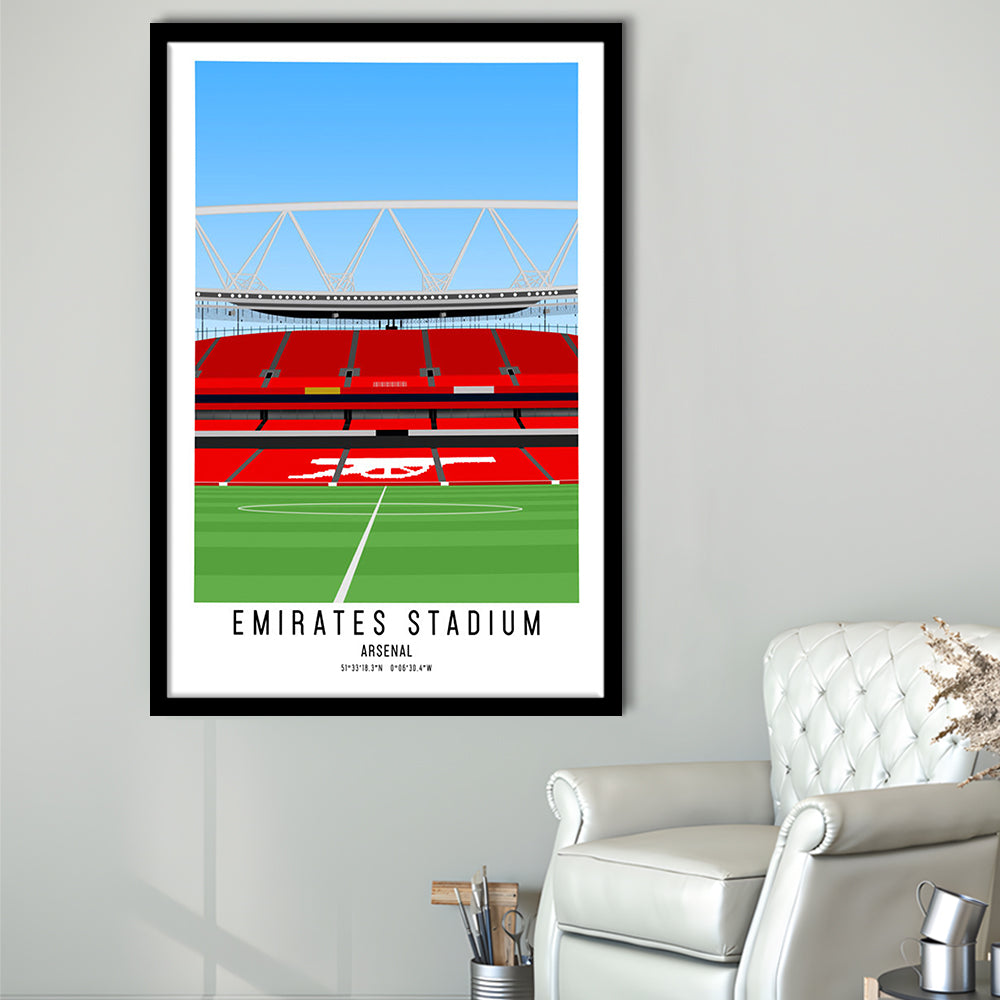 Emirates Stadium Artwork, Arsenal Stadium Football, Soccer Wall Art, Framed Art Prints Wall Decor