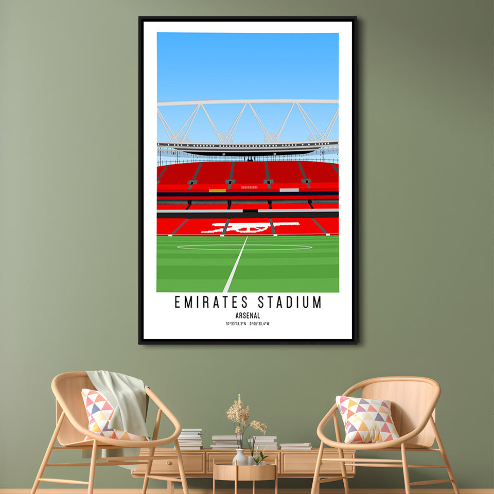 Emirates Stadium Artwork, Arsenal Stadium Football, Soccer Wall Art, Framed Canvas Prints Wall Art