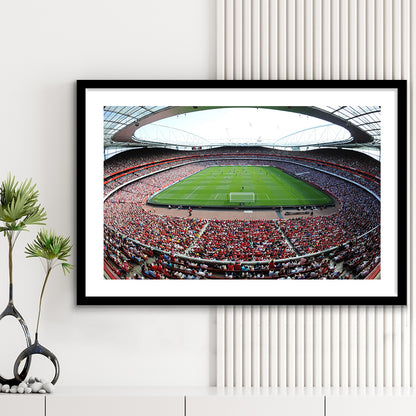 Emirates Stadium in London, Stadium Canvas, Sport Art, Gift for him, White Border Framed Art Print Wall Decor