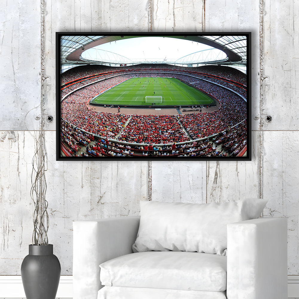 Emirates Stadium in London, Stadium Canvas, Sport Art, Framed Canvas Print Wall Art, Floating Frame