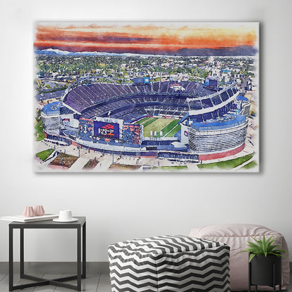 Empower Field, Broncos Painting Stadium Watercolor, Sport Art, Gifts for him, Canvas Print Wall Art