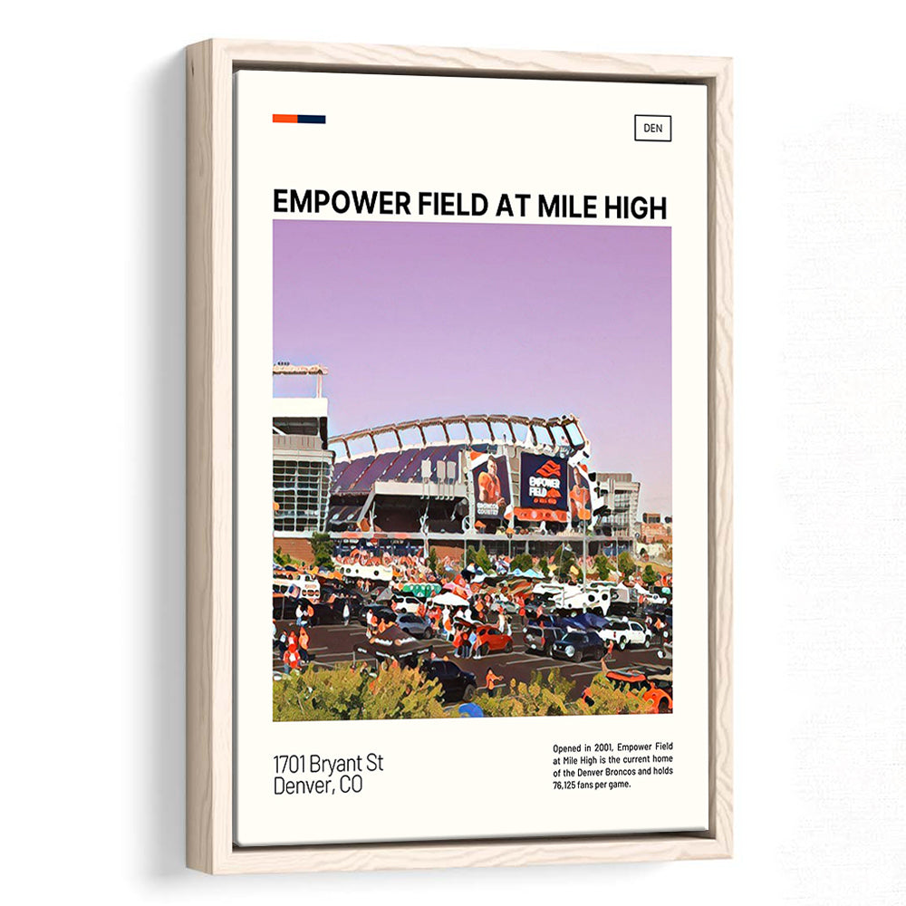 Empower Field at Mile High Stadium Print, Denver Broncos Stadium Art, Man Cave Gift, Floating Framed Canvas Print