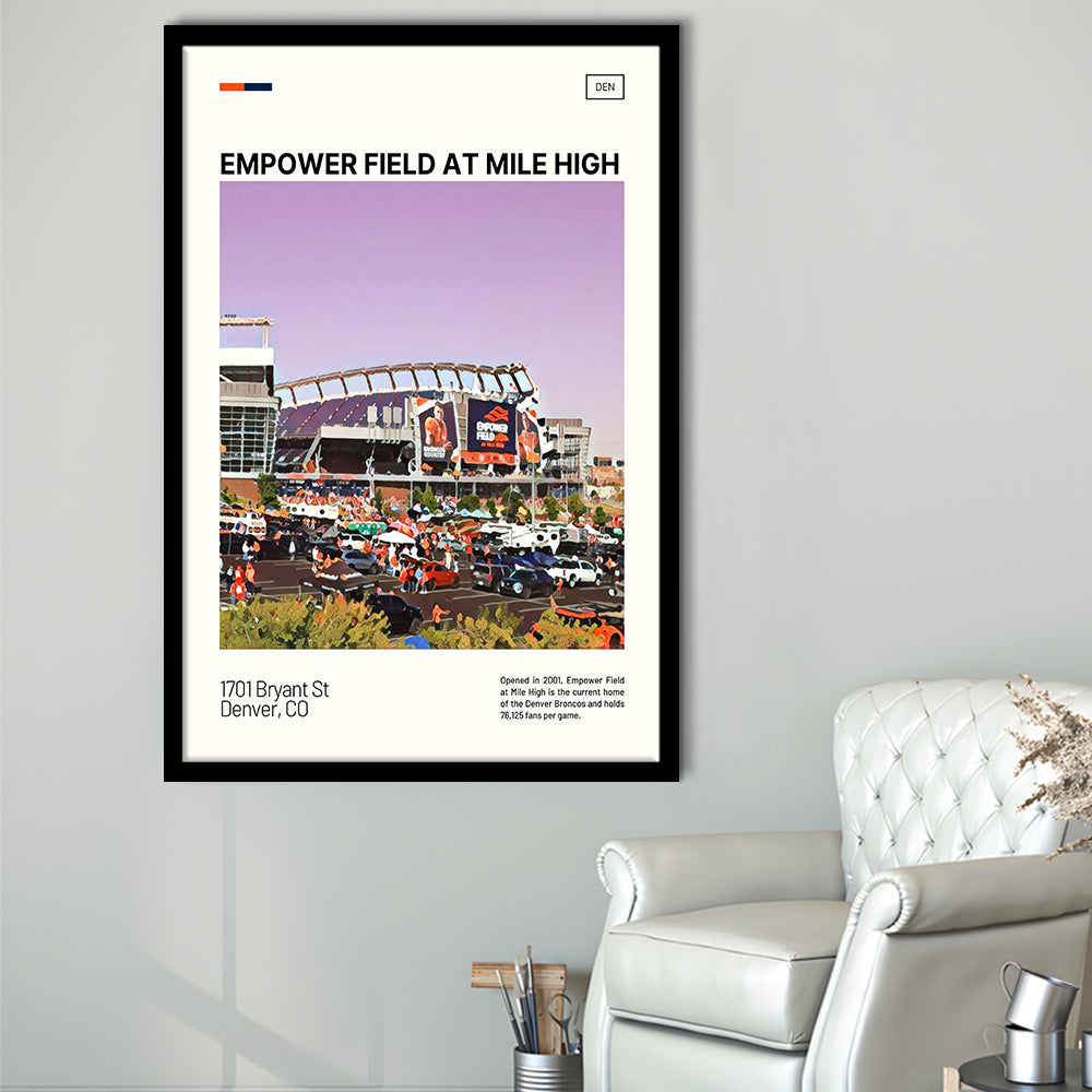 Empower Field at Mile High Stadium Print, Denver Broncos Stadium Art, Gifts for him, Sport Art, Framed Art Print Wall Decor