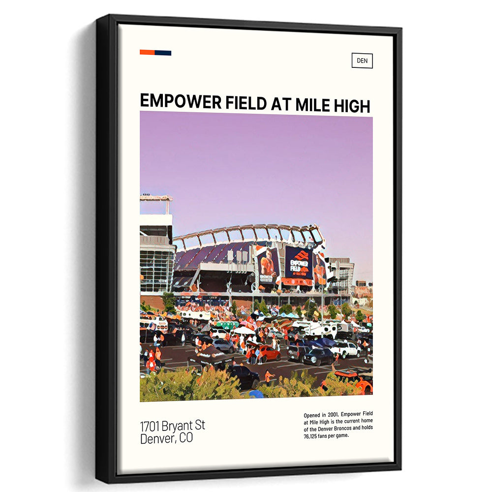 Empower Field at Mile High Stadium Print, Denver Broncos Stadium Art, Man Cave Gift, Floating Framed Canvas Print