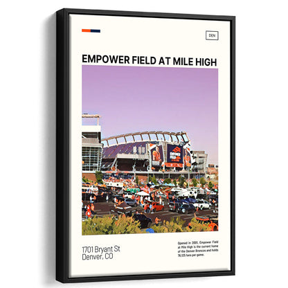 Empower Field at Mile High Stadium Print, Denver Broncos Stadium Art, Man Cave Gift, Floating Framed Canvas Print