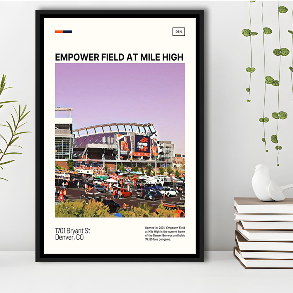 Empower Field at Mile High Stadium Print, Denver Broncos Stadium Art, Man Cave Gift, Floating Framed Canvas Print