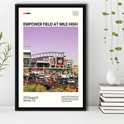 Empower Field at Mile High Stadium Print, Denver Broncos Stadium Art, Man Cave Gift, Floating Framed Canvas Print