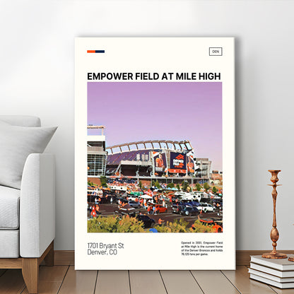 Empower Field at Mile High Stadium Print, Denver Broncos Stadium Canvas Art, Fan Gifts, Sport Art, Canvas Print Wall Art