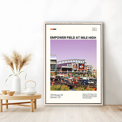 Empower Field at Mile High Stadium Print, Denver Broncos Stadium Art, Man Cave Gift, Floating Framed Canvas Print