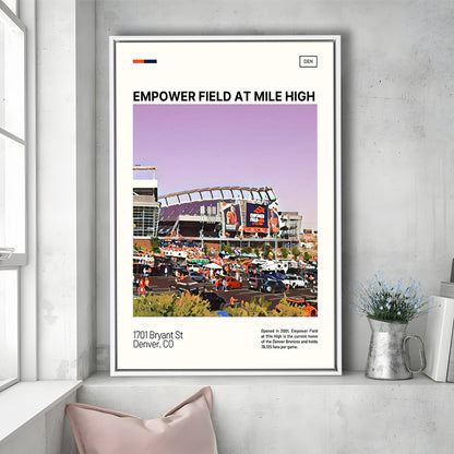 Empower Field at Mile High Stadium Print, Denver Broncos Stadium Art, Man Cave Gift, Floating Framed Canvas Print