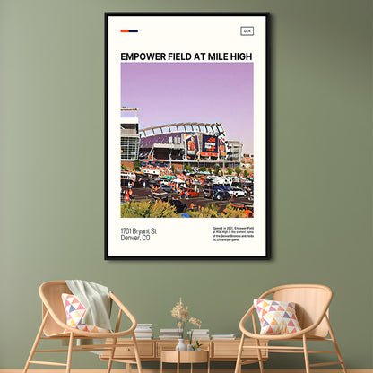 Empower Field at Mile High Stadium Print, Denver Broncos Stadium Art, Man Cave Gift, Floating Framed Canvas Print
