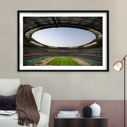 Empty Baku Olympic Stadium, Stadium Canvas, Sport Art, Gift for him, White Border Framed Art Print Wall Decor