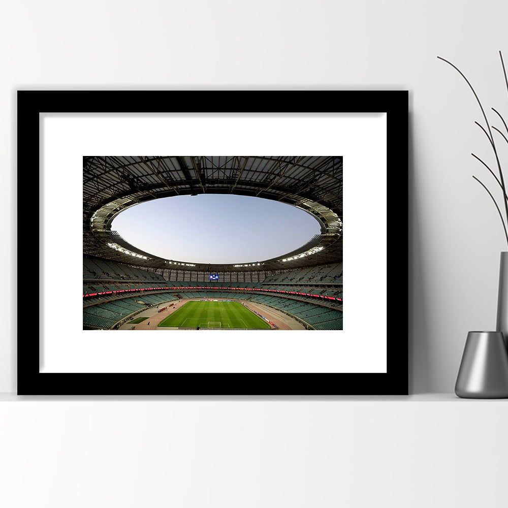 Empty Baku Olympic Stadium, Stadium Canvas, Sport Art, Gift for him, White Border Framed Art Print Wall Decor