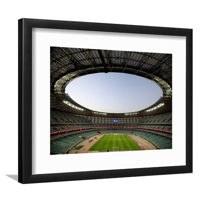 Empty Baku Olympic Stadium, Stadium Canvas, Sport Art, Gift for him, White Border Framed Art Print Wall Decor